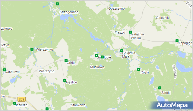 mapa Świelubie gmina Kołczygłowy, Świelubie gmina Kołczygłowy na mapie Targeo