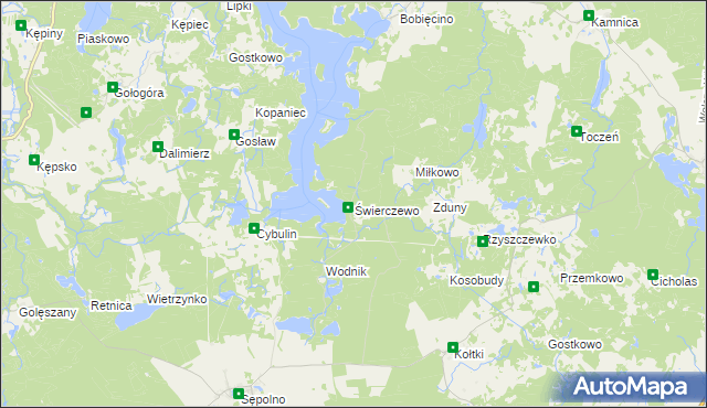 mapa Świerczewo gmina Biały Bór, Świerczewo gmina Biały Bór na mapie Targeo