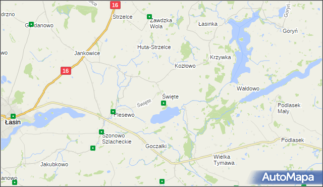 mapa Święte gmina Łasin, Święte gmina Łasin na mapie Targeo