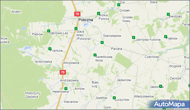 mapa Świetlikowa Wola, Świetlikowa Wola na mapie Targeo