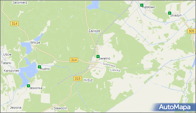 mapa Świętno gmina Wolsztyn, Świętno gmina Wolsztyn na mapie Targeo