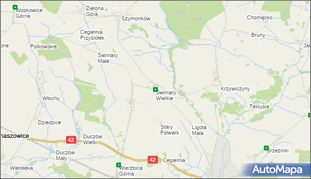 mapa Świniary Wielkie, Świniary Wielkie na mapie Targeo