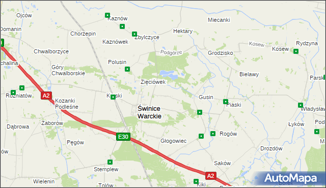 mapa Świnice Warckie-Kolonia, Świnice Warckie-Kolonia na mapie Targeo