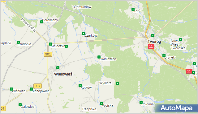 mapa Świniowice, Świniowice na mapie Targeo