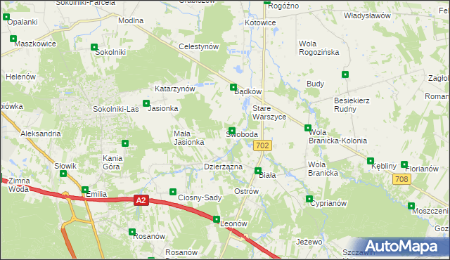 mapa Swoboda gmina Zgierz, Swoboda gmina Zgierz na mapie Targeo