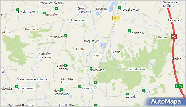 mapa Sypin, Sypin na mapie Targeo