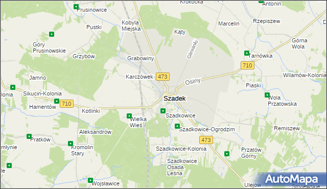 mapa Szadek powiat zduńskowolski, Szadek powiat zduńskowolski na mapie Targeo