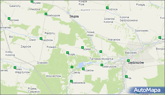 mapa Szałas gmina Sędziszów, Szałas gmina Sędziszów na mapie Targeo