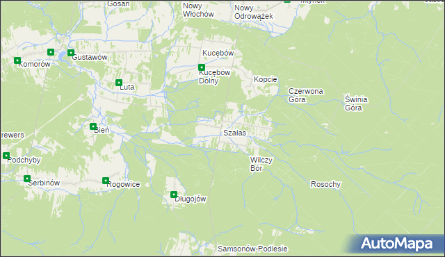 mapa Szałas gmina Zagnańsk, Szałas gmina Zagnańsk na mapie Targeo