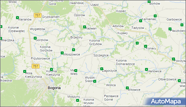 mapa Szczeglice, Szczeglice na mapie Targeo