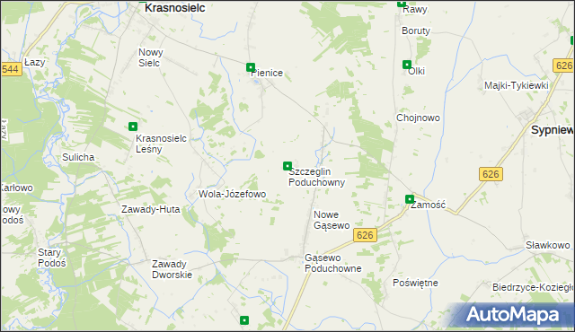 mapa Szczeglin Poduchowny, Szczeglin Poduchowny na mapie Targeo