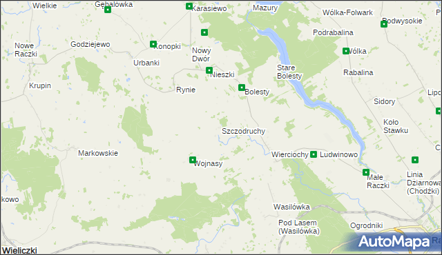 mapa Szczodruchy gmina Raczki, Szczodruchy gmina Raczki na mapie Targeo