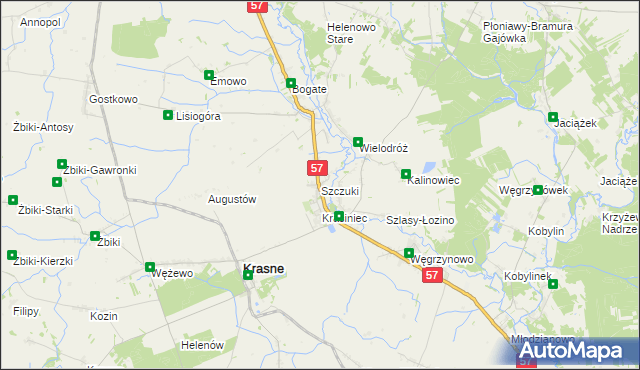 mapa Szczuki gmina Płoniawy-Bramura, Szczuki gmina Płoniawy-Bramura na mapie Targeo