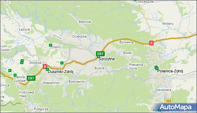 mapa Szczytna powiat kłodzki, Szczytna powiat kłodzki na mapie Targeo