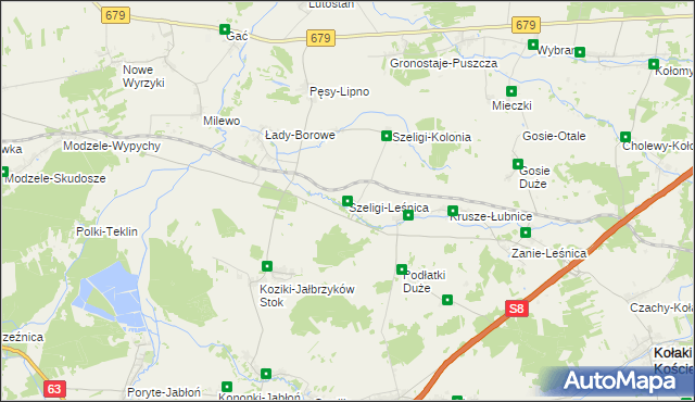 mapa Szeligi-Leśnica, Szeligi-Leśnica na mapie Targeo