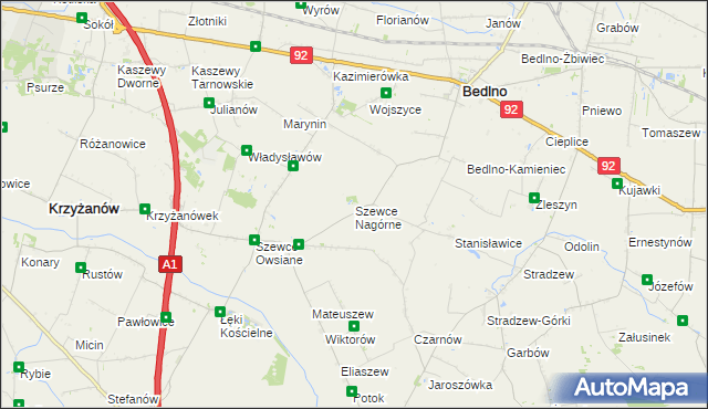 mapa Szewce Nagórne, Szewce Nagórne na mapie Targeo