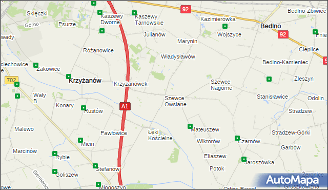 mapa Szewce Owsiane, Szewce Owsiane na mapie Targeo