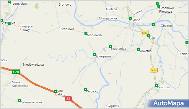 mapa Szkarpawa, Szkarpawa na mapie Targeo