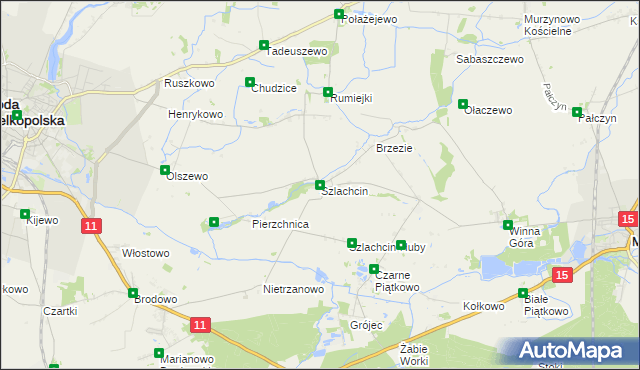 mapa Szlachcin, Szlachcin na mapie Targeo