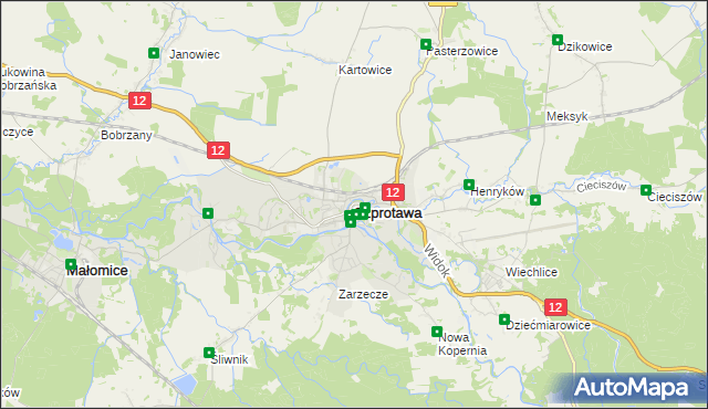 mapa Szprotawa, Szprotawa na mapie Targeo