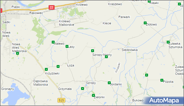 mapa Szropy-Niziny, Szropy-Niziny na mapie Targeo