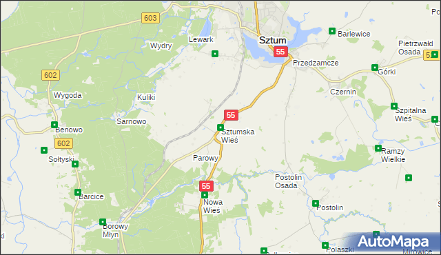 mapa Sztumska Wieś, Sztumska Wieś na mapie Targeo