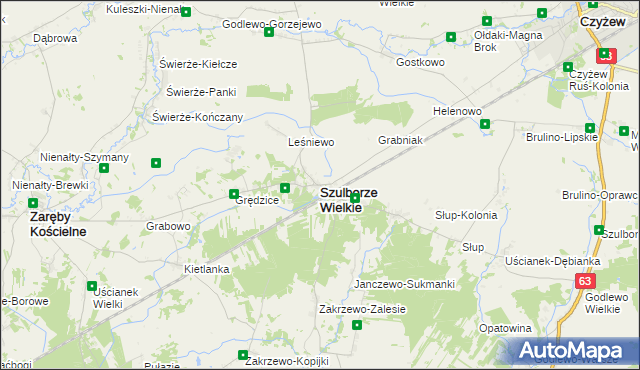 mapa Szulborze Wielkie, Szulborze Wielkie na mapie Targeo