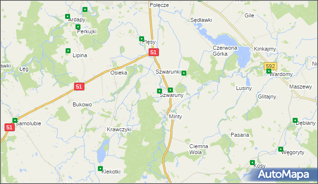 mapa Szwaruny, Szwaruny na mapie Targeo