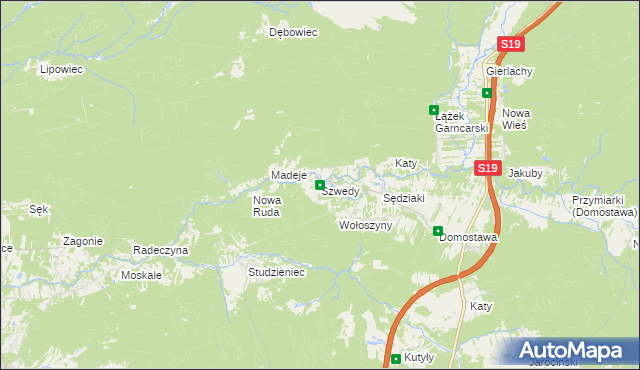 mapa Szwedy gmina Jarocin, Szwedy gmina Jarocin na mapie Targeo