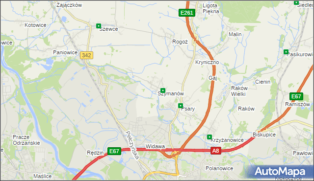 mapa Szymanów gmina Wisznia Mała, Szymanów gmina Wisznia Mała na mapie Targeo