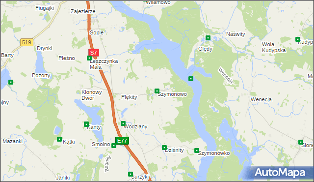 mapa Szymonowo, Szymonowo na mapie Targeo