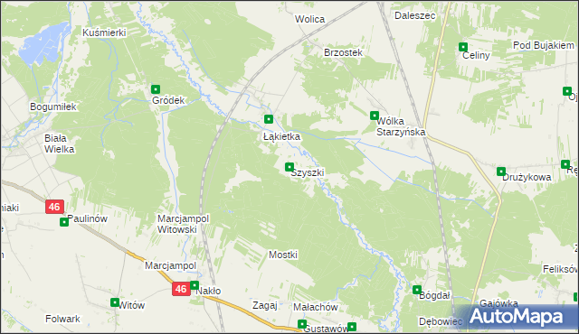 mapa Szyszki gmina Szczekociny, Szyszki gmina Szczekociny na mapie Targeo