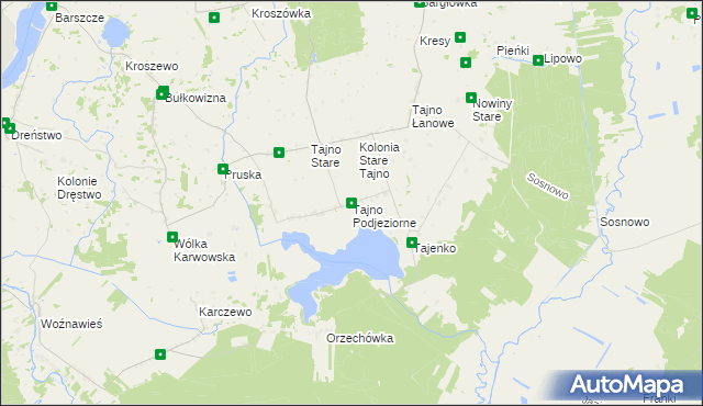 mapa Tajno Podjeziorne, Tajno Podjeziorne na mapie Targeo