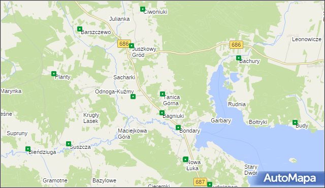 mapa Tanica Górna, Tanica Górna na mapie Targeo