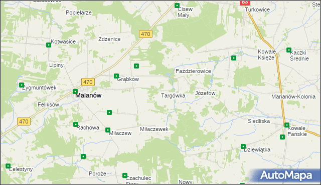 mapa Targówka gmina Malanów, Targówka gmina Malanów na mapie Targeo