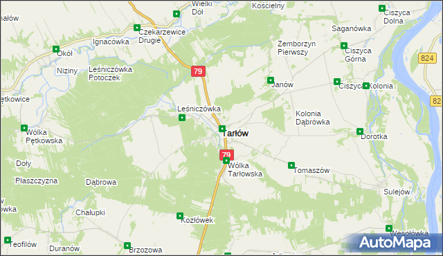 mapa Tarłów, Tarłów na mapie Targeo