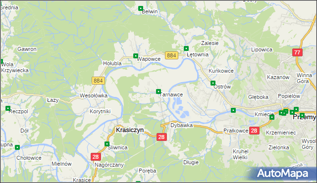 mapa Tarnawce, Tarnawce na mapie Targeo