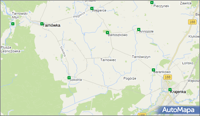 mapa Tarnowiec gmina Tarnówka, Tarnowiec gmina Tarnówka na mapie Targeo