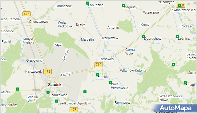 mapa Tarnówka gmina Szadek, Tarnówka gmina Szadek na mapie Targeo