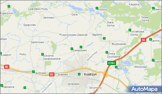 mapa Tarnowo gmina Kostrzyn, Tarnowo gmina Kostrzyn na mapie Targeo