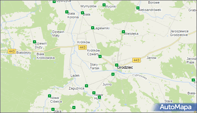 mapa Tartak gmina Grodziec, Tartak gmina Grodziec na mapie Targeo