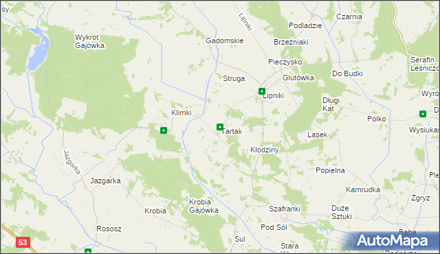 mapa Tartak gmina Łyse, Tartak gmina Łyse na mapie Targeo