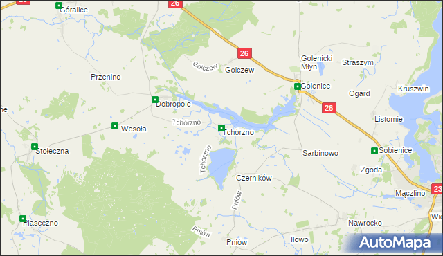 mapa Tchórzno, Tchórzno na mapie Targeo