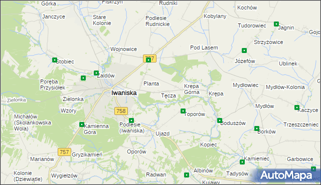 mapa Tęcza, Tęcza na mapie Targeo