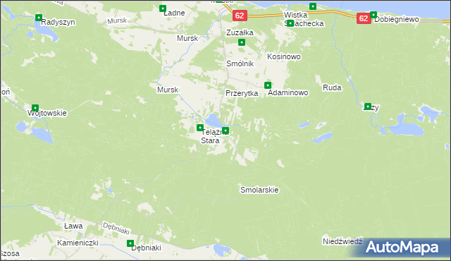 mapa Telążna Leśna, Telążna Leśna na mapie Targeo