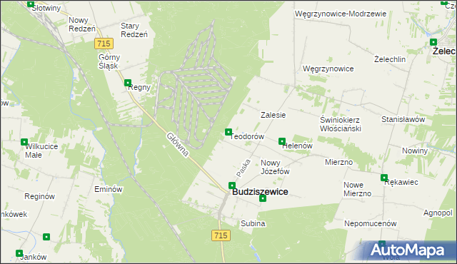 mapa Teodorów gmina Budziszewice, Teodorów gmina Budziszewice na mapie Targeo