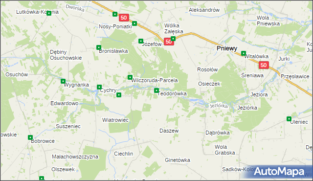 mapa Teodorówka gmina Pniewy, Teodorówka gmina Pniewy na mapie Targeo