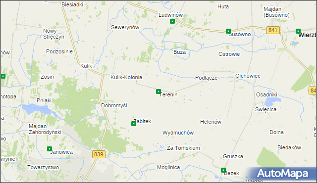 mapa Terenin gmina Wierzbica, Terenin gmina Wierzbica na mapie Targeo