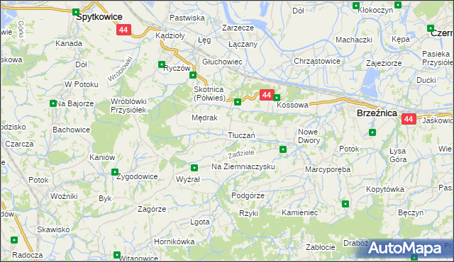 mapa Tłuczań, Tłuczań na mapie Targeo