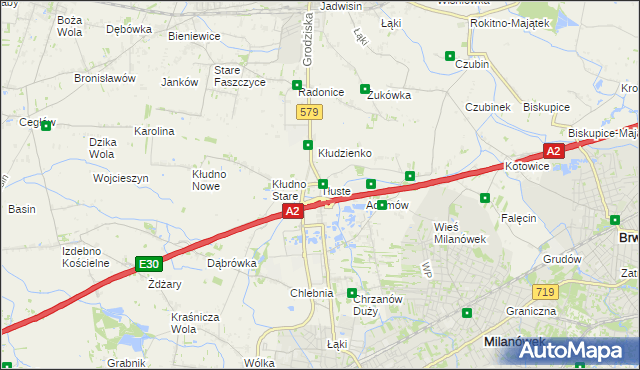 mapa Tłuste gmina Grodzisk Mazowiecki, Tłuste gmina Grodzisk Mazowiecki na mapie Targeo